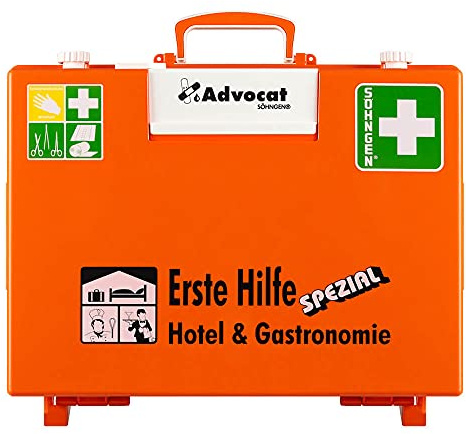 SÖHNGEN Erste-Hilfe-Koffer Advocat Hotel/Gastronomie, Wandh., orange, DIN 13157 aus Kunststoff, Art.-Nr. 367005 | Verbandskasten | Notfallkoffer | Erste Hilfe Kasten