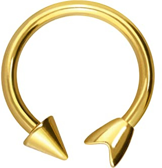 PIERCINGLINE Titan Hufeisenring mit Gewinde PFEIL Ohr Piercing Nase Septum Goldfarben 8 mm