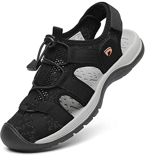 Dannto Women's Sport Sandals Close Toe Mesh Hiking Outdoor Athletic Casual Walking Sandals Water Shoes,Black1,40,Size 9