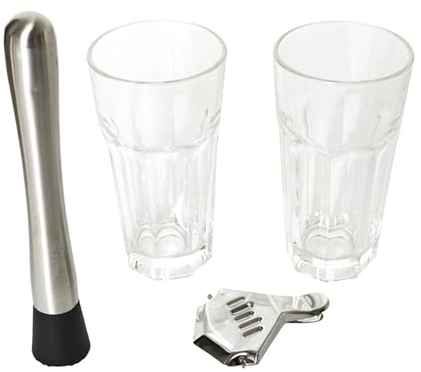 COOK CONCEPT - KV7346 - Set à Mojito 4 Pièces Art de la Table, Boisson, Apéro, Cocktail, Bière, Jus, Apéritif, Alcool, Liqueur | Verre, set à mojito 4 pièces, service apéritif, design élégant, cocktails, art de la table, transparent