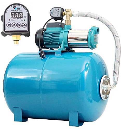 100 L Hauswasserwerk m. mehrstufiger Gartenpumpe 1300W - 5,5bar - 6000L/h Hauswasserautomat inkl. Trockenlaufschutz