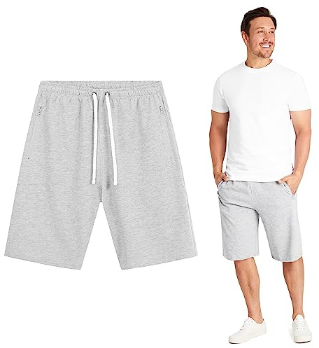 CityComfort Herrshorts med fickor Löparshorts Herr Tonåringar Sommar Fransk frotté Marinblå Svarta Gymshorts Herr Telefonficka med dragkedja Fotbollsstrand Herrsportshorts Semestersaker (Grå, 2XL)
