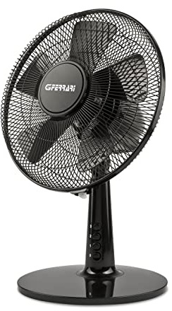 G3 Ferrari G50047 Ventilatore da Tavolo Total Black 30, Eco, 1900 m3/h, 5 Pale, Nero