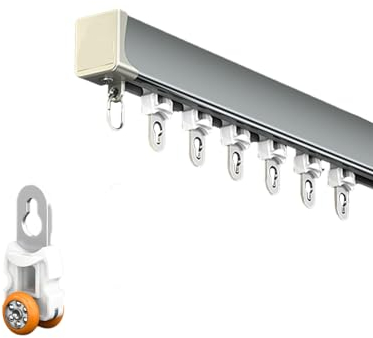 Deckenvorhangschiene, Doppelschiene, Raumteiler-Gardinenstangen, Decken-/Wandmontage-Vorhangschienensystem, Geräuschlose Gleitschiene (Color : Silver B, Size : 3m/10ft/2 * 1.5m)