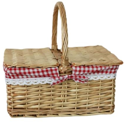 Sharplace Weiden-Picknickkorb, Weiden-Aufbewahrungskorb, handgewebter, robuster ländlicher Rattan-Aufbewahrungs-Servierkorb für Park, Strand, Partys, Obst