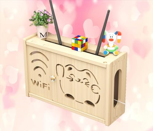WLAN Box Verstecken,Router Schrank Weiss WLAN Box Verstecken Holz Leisten Um Kabel Zu Verstecken Schwimmende Regal Halterungen,B-36x24cm