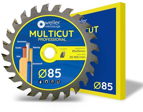 WELLERWERKZEUGE | Professionell MULTICUT cirkelsågblad sågblad 85 x 15 mm 24 tänder lämpliga för Makita HS301DZ Bosch GKS 10,8 12