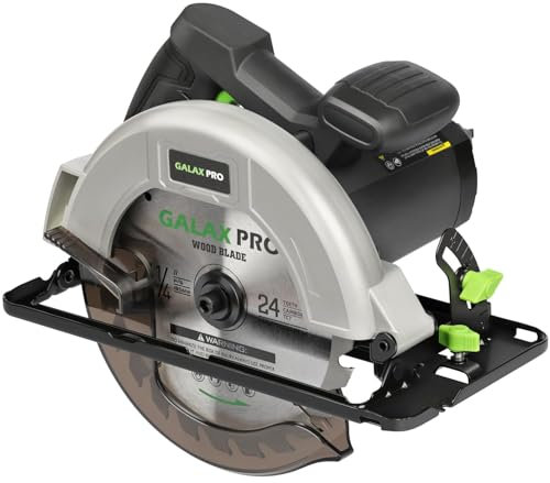 GALAX PRO 1400W Circular Saws, Max 6000 RPM Pure Copper Motor Electric Saws, Adjustable Cutting Depth and Angle: 62mm(90 °)-48mm(45 °), Dust Collection System and 185mm Saw Blade