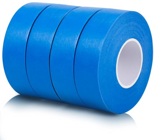 Fyguard 4 Rolle Malerkrepp, 50m x 24mm Kreppband Blau Malerband Masking Tape Abklebeband Maler Papierklebeband Hitzebeständig UV-Beständig für Malerarbeiten Renovierungen Handwerke