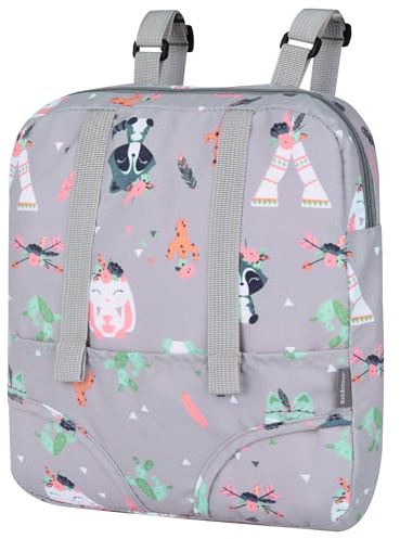 Bebamour mochila porta muñecas, 100% algodón, mochila infantil para accesorios de muñecas (Gris Animales)