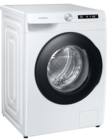 Samsung WW90T504AAWCS2 Waschmaschine, 9 kg, 1.400 U/min, Extra energiesparend, EEK: A (-10 %), AI Ecobubble, AI Control, SmartThings App und AI Energy Mode, Hygiene-Dampfprogramm, Weiß