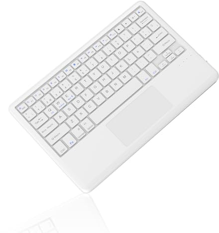 IVEOPPE Teclado con Trackpad Bluetooth Inalámbrico, Teclado Español Ñ Bluetooth Inalámbrico Súper Delgado de para iPad, iPad Pro, iPad Air, Tableta Android/Samsung/Huawei/Xiaomi, para Lenovo, Blanco
