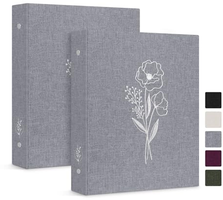 Lanpn Ringbuch Basic DIN A5 2 Stück, Leineneinband Ringbuch Ordner A5 mit 6 Ringe 1,9 cm runde Ringe hält A5 Papier für Zuhause Büro Schule Journaling Sammlungen (grau)