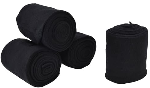 Beufee 4PCS Horse Leg Wraps, Horse Polo Wraps Lamb Leg Wraps Self Adhesive Polo Wraps for Horses Horse Bandages for Cows Dogs Horses Cats 8.2ft (Black)
