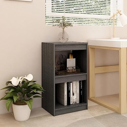 Higsose Bücherregal für Wohnzimmer Grau 40x30x71,5 cm Massivholz Kiefer Raumteiler Homeoffice Arbeitszimmer Regal Schlafzimmer Büro-Bücherregal Vielseitiges Regal für Bücher, Zeitschriften