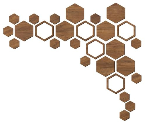 Sechseckiges Holz Wanddekoration Set - 27 Stück Hexagon Holz Wandpaneele für Zuhause, Wohnzimmer, Schlafzimmer, kreative Holzwanddekoration für Dekoration