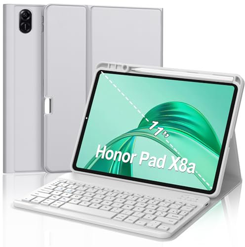 FOGARI Clavier pour Honor Pad X8a Tablette 11'' 2024, AZERTY Français Clavier Bluetooth sans Fil, Intelligent Housse pour Honor Pad X8a 11 Pouce - Gris