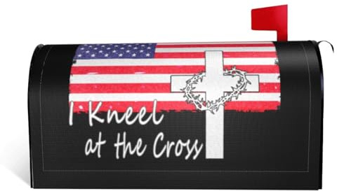Mailbox Covers I Stand for The Flag I Kneel for The Cross Mail Box Cover Magnetic Post Letter Box Cover Garden Outdoor Christmas Decor 25.5x21 in