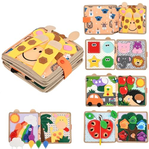 Poudya Quiet Book ab 1 Jahr, Montessori Stille Buch mit,Feinmotorik & Farben Lernen,Stilles Buch für Reisen & Zuhause,Geschenk Spielzeug ab 1 2 3 4 5 Jahre Mädchen Junge