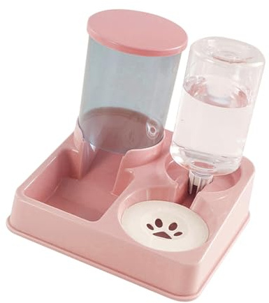 FewNvWa Dispensador de Agua Y Comida para Perros, Tazón Desmontable para Alimentación, Rosa