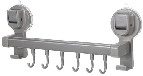 CHICAMPERA Saugnapfgestell Wandhalterung für Utensilien Küchenleiste mit Haken Utensilienaufhänger badezimmer haken wandhalterung küche Schranktuchhandtuchhalter Badehaken das Haustier Grey