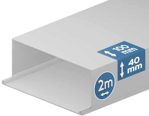 EDO Kabelkanal 100x40 mm Weiß – 2 m mit Klappdeckel zur Schraubmontage