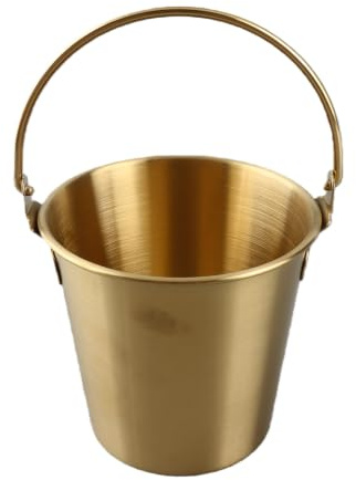 Eujgoov Mini Edelstahl Eimer Food Safer Eiseimer für Biersaft, Gut für Ferien, Restaurants [Größe: 11x10.5x8cm] (Gold)