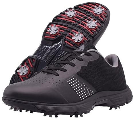 Rhyoam Golf Shoes Men Spikes Golf Sneakers Male Breathable Walking Shoes for Golfers Size Plus