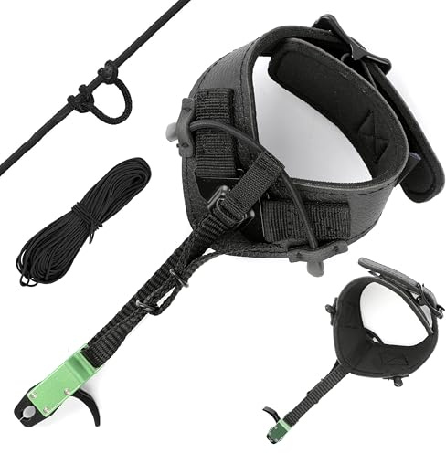 surwolf Bogenschießen Release Aids, Bogenauslöser Trigger,Bogen Release Sehnenauslöser,Verstellbare Handschlaufe für Compoundbogen Jagd Schießen RH&LH