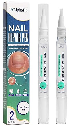 AlphaTip Penna Cura Unghie - Ricostruttore Danneggiate, Smalto Rinforzante Indurente per Unghie Fragili Delaminate, Cura Quotidiana Portatile, Facile Applicazione Assorbi, 2 pezzi