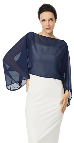 BEAUTELICATE Chiffon Bolero con Manica Pipistrello Donna Scialle Stole Trasparente Estiva per Sposa Matrimonio Cerimonia