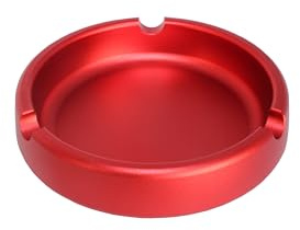 Aluminium Aschenbecher massiv – 10 cm x 2 cm – rutschfest & leicht zu reinigen – modern & stilvoll für vielfältige Einsatzbereiche (Rot)
