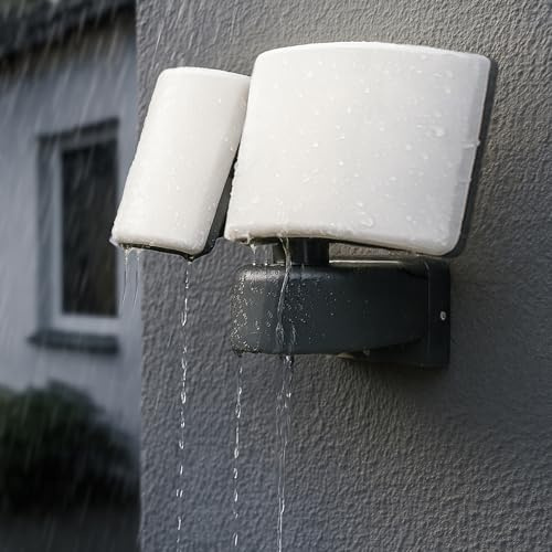 MIRATIC Dubbel LED-strålkastare 2x20W - 2x1600lm Varmvitt Ljus 3000K Utomhusbelysning för Trädgård Uppfart Garage Hög Tålighet IP65 IK10 (utan rörelsesensor)