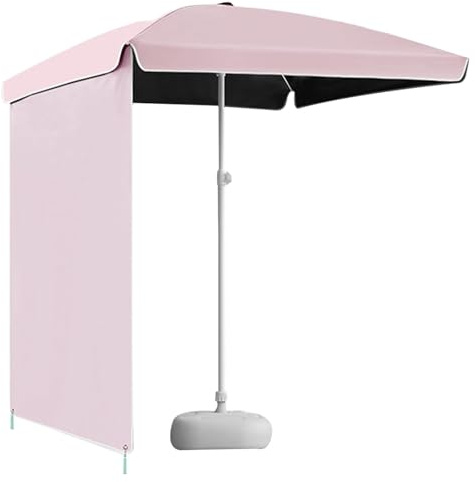 DKPLOE Parasol de Jardin Exterieur Rectangulaire Grand Parasol Plage Anti UV Coupe-Vent Et ImperméAble Parfait pour Les Jardins Les Piscines(Pink (with Base),160cm(63in))