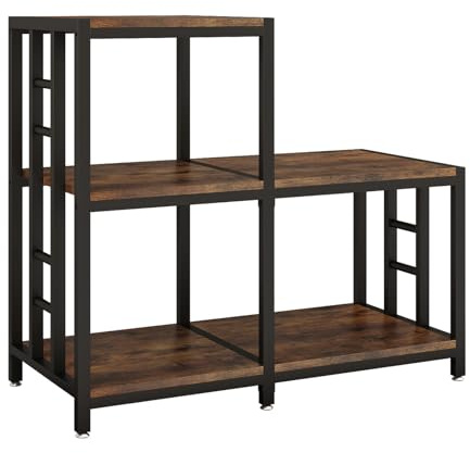 METYERRY 5-Tier Mini Fridge Stand, Bakers Rack with Storage,Multi-Purpose Microwave Stand,Mini Fridge Cabinet,Mini Fridge Shelf for Office,Kitchen,Living Room,Coffee Bar,Rustic Brown