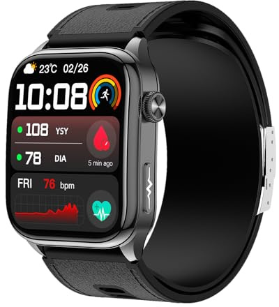 Domars Smartwatch für Männer und Frauen mit pumpenfähiger Blutdruckmessung, EKG-Erkenntnisse, 4-K-Gesundheitsmetriken, 5,2 cm AMOLED-HD-Bildschirm, 7-Tage-Akku, IP66 wasserdicht für Android iOS