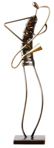 HAUCOZE Statua Sassofono Figurina Musicista Scultura Moderna Decorazione Arte Musicale Regalo per Famiglia Amici Amanti Metallo 47cm