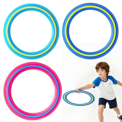 RNPKZ 3 stycken flygande ring kastring, 25 cm kastring, leksak för träning av hundar, frisbee ring som familjeaktivitet utomhus, för spel trädgård strand, magenta mörkblå ljusblå