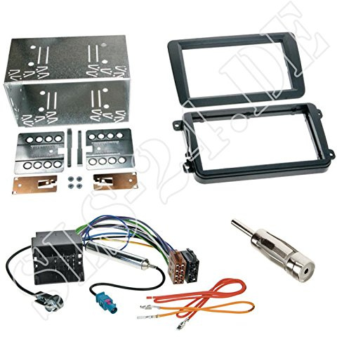 Autoradio Doppel-DIN 2-DIN Blende Einbaurahmen Radioblende + ISO Radio Adapter Adapterkabel mit Fakra Antennenadapter für VW T5 Multivan Caravelle Transporter ab10/2009 Passat CC (3CC) 06/2008->2012
