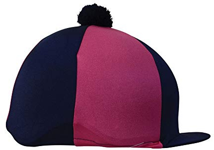 Hy Two Tone lycra Silks with Bobble – marinblå/rosa – hästridhatt överdrag
