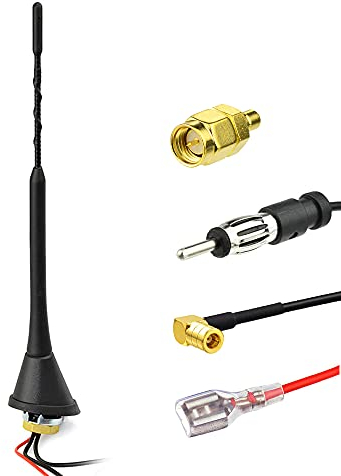 Eightwood DAB Antenne Autoantenne Splitter Verstärker SMB auf DIN-Anschluss Universal Dach DAB Antenne 5M 16.4ft Kabel für FM Radio DAB Autoradio Pioneer Alpine MEHRWEG