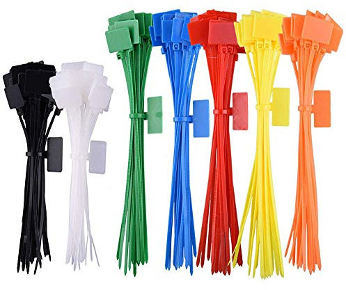 200 Pezzi Etichette Fascette Cavi, Etichette Colorate Fascette Cavi, Nylon Etichette Fascette Cavi Per La Gestione Cavi, Fili E Fili (7 Colori)