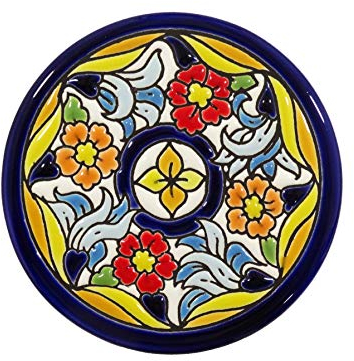 Platos Decorativos para Pared, Pintados a Mano con la técnica de la Cuerda Seca 9 CM. Cerámica Andaluza.50914