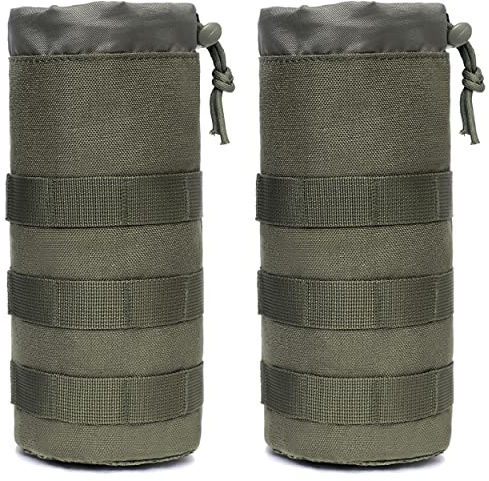 Azarxis Tactical Water Bottle Pouch, Molle Bottle Holder Holster Hydration Carrier Bag with Adjustable Drawstring Open Top for Military Vest Backpack Outdoor Cycling Hiking Camping Running