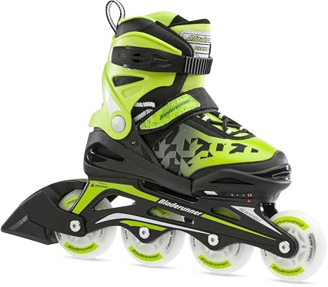 Bladerunner by Rollerblade Phoenix Flash Kid's Adjustable Fitness Inline Skate, Black/Green