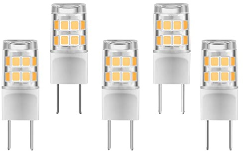 5-Pack G8 LED Bulb 3W GY8.6 Bi-Pin Base T4 JCD Bulb Replacement for GE Microwave,Puck Light, Kitchen,Oven Light,Under Cabinet Light 300LM AC110V-130V 30W Halogen Equivalent Warm White 3000K