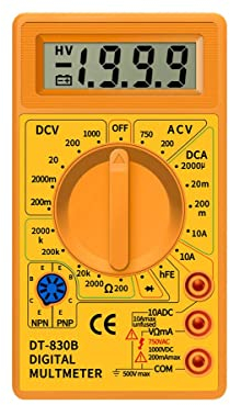 Mini Multimetro Digitale, Tester Universale Tascabile, Voltmetro Amperometro Ohm Tester DT830B (120X68X22mm)