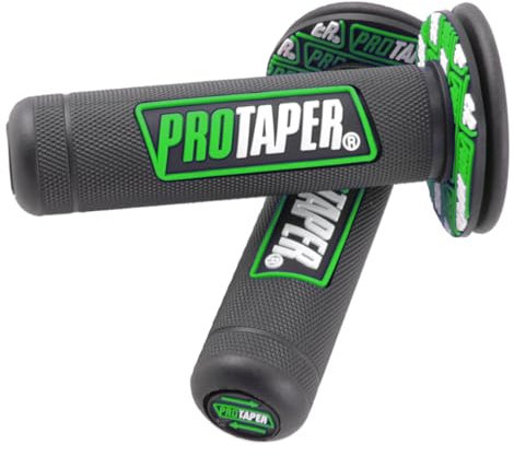 7/8 Motorcross Handle Grips Dirt Bike 22mm 24mm Truster Grips Motorcycle Ergonomic Bar End Non Slip Grip Gel Gep Scooter Cruiser Racing Mountain (Black Green, Pro Taper)