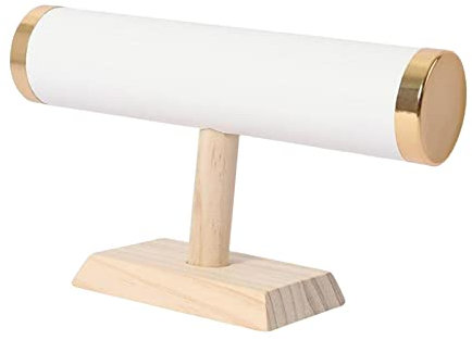 F Fityle Jewelry Bracelet Display Stand T Shape Bar Bangle Holder Bracelet Holder Stand Hair Scrunchie Holder Jewellery Stand Bracelet Storage for Table Home Organization, White Pu Leather