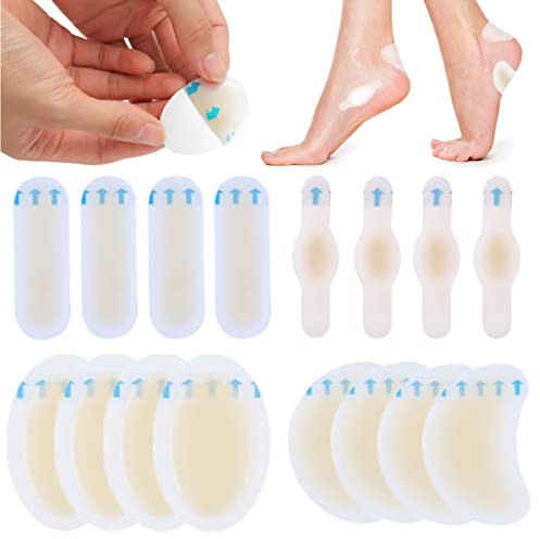 16 Stück Blasenpflaster, Hydrokolloid Pflaster Wasserabweisend Aktivgel-Pflaster Gel Pflaster Blasenpflaster für Finger, Zehen, Vorfuß und Ferse Linderung von Reibungsschmerzen